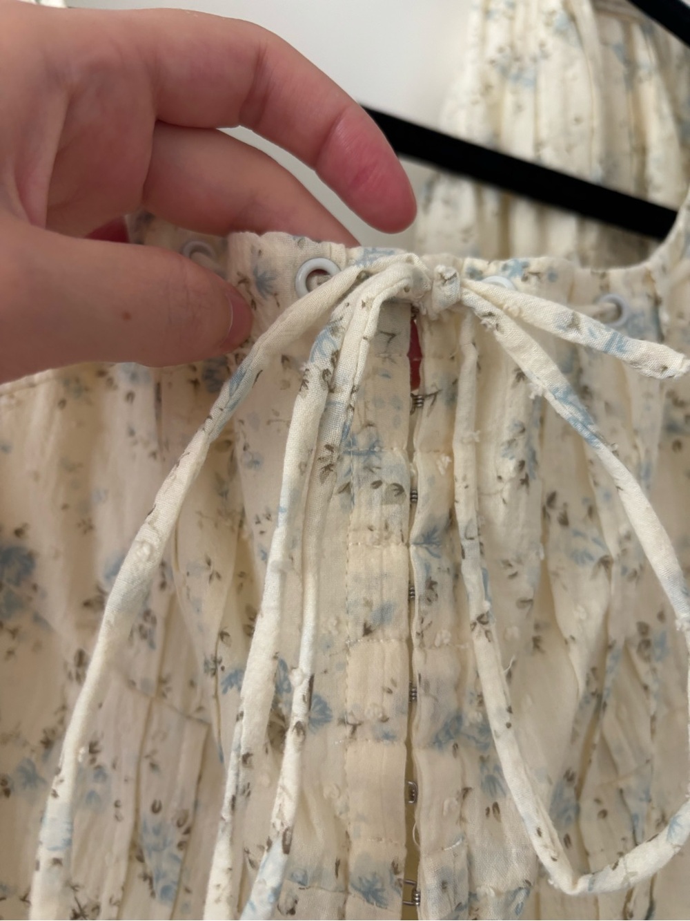 Cream and Blue Medium Skirt and Top Matching Set 100% Cotton - Picture 5 of 6